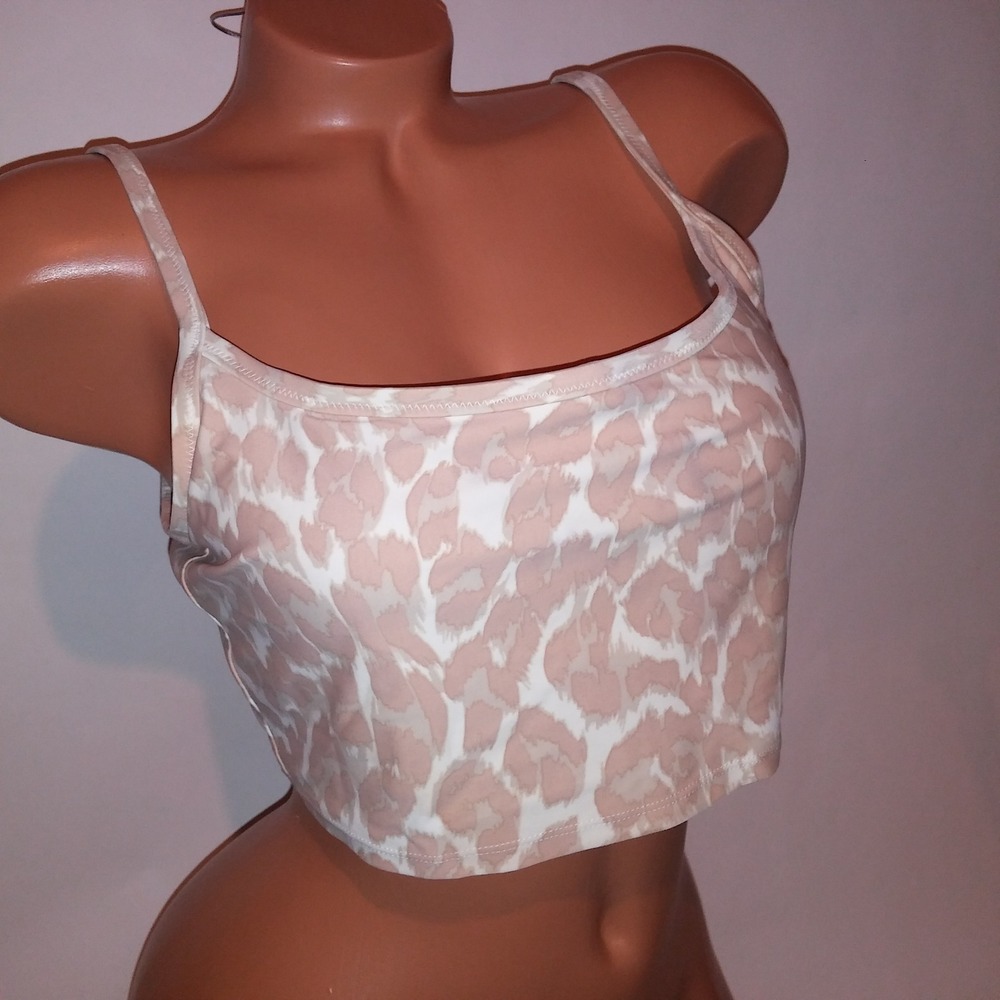 Aerie Swim bikini Top Large Scoop Leopard Tan Cream Wireless